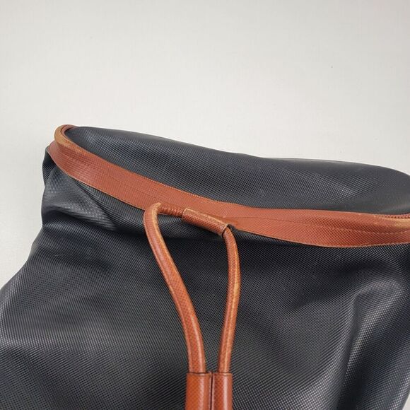 Bottega Veneta Black Drawstring Backpack with Brown Trim main image 12